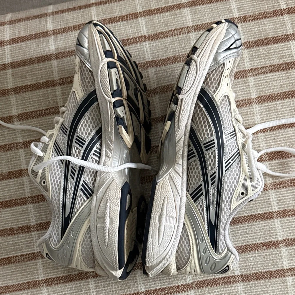 Asics White and Silver Athletic Sneakers